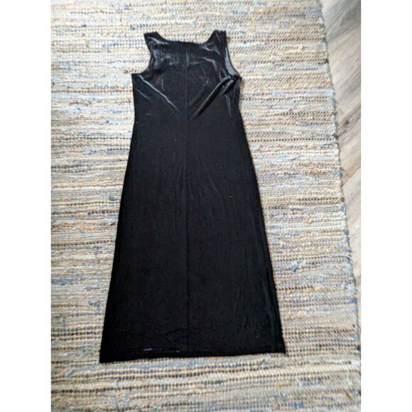 Vtg 90s Whimsigoth Black Velour Maxi Dress Set 12 Tie Front Topper Embroidery Ve - Picture 6 of 11